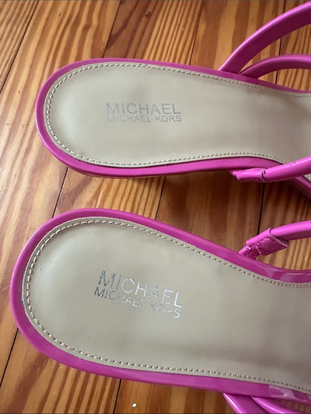 Michael Kors Pink Strappy Patent Kitten Heel Sandals - Picture 14 of 16